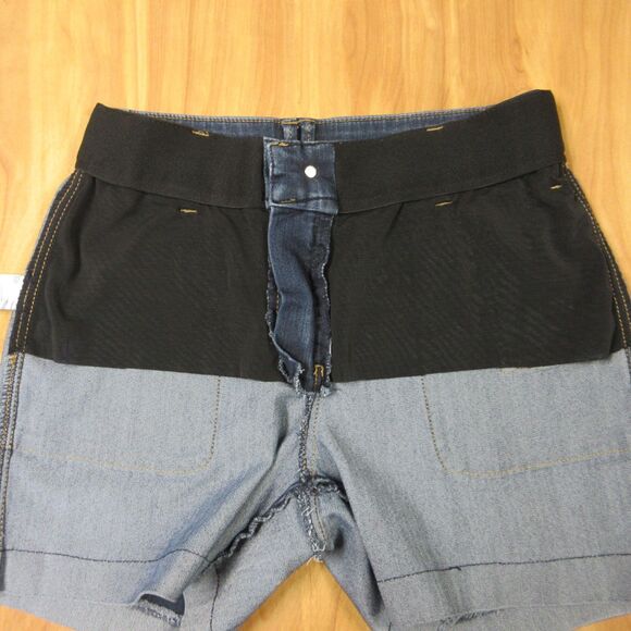 DEMOCRACY Ab Technology High Rise Jean Short 6 Utility Patch Pockets Denim Jorts - Picture 8 of 13